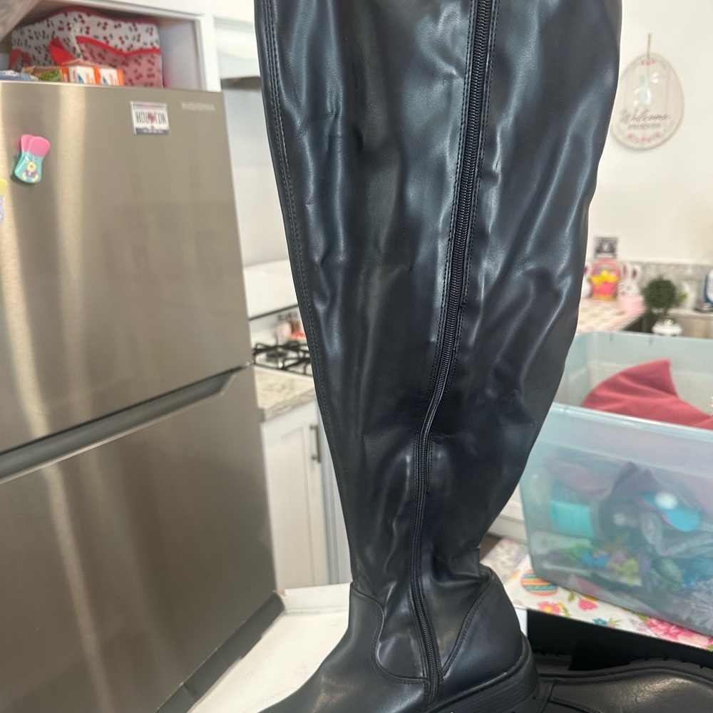 torrid Black Stretch PU Over-the-Knee Boots - Picture 2 of 5